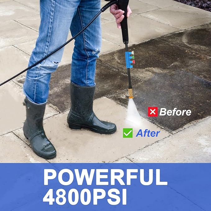 Pressure Washer 4800 PSI Adjustable Pressure, Power Cleaners Powered with 33ft Pressure Hose, 4 Nozzles and 500ml Foam Cannon, Cleaner Machine for Home, Car