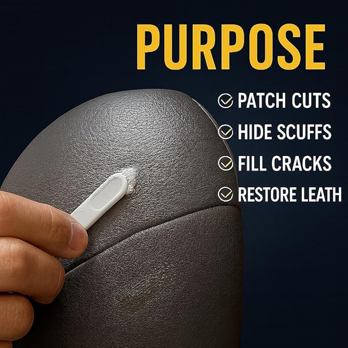 Leather Filler for Filling or Repairing Holes, Tears, Cracks, Scratches, for Leather Car Seats, Furniture, Shoes- Flexible with Applicator (100mL)
