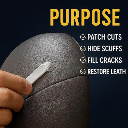 Leather Filler for Filling or Repairing Holes, Tears, Cracks, Scratches, for Leather Car Seats, Furniture, Shoes- Flexible with Applicator (100mL)
