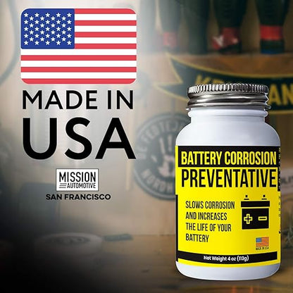 Mission Automotive 4 Oz Brush-On Oil-Based Battery Corrosion Preventative Grease - Universal Fit - Prevents Rust & Acid Fumes - Non-Drying & Non-Evaporating - Boosts Cranking Amps - Made in USA