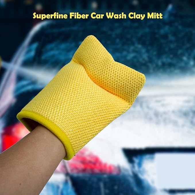 Auto Detailing Clay Mitt 1 Pack 8.5x5.7 inches, Fine Grade Microfiber Clay Bar Wash Mitt, Clay Eraser Mitt for Car Detailing, Magic Clay Bar Mitt, Removes Debris from Your Paint, Glass, Wheels