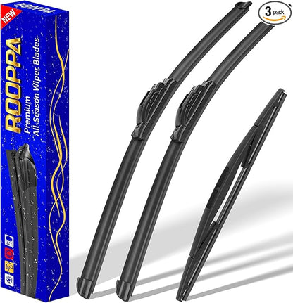 3 wipers Replacement for Mazda 3 2014-2018, Windshield Wiper Blades Original Equipment Replacement - 24"/18"/12" (Set of 3) U/J Hook