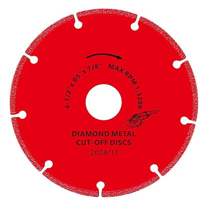 FOXBC 4-1/2 Inch Diamond Cutting Wheel Metal Cut Off for Angle Grinder, 5000+ Cuts on Rebar, Stainless Steel, Angle Iron, 7/8" Arbor - 3 Pack