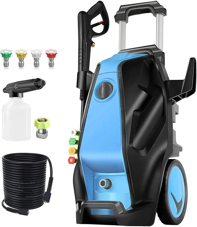 Pressure Cleaner, Heavy Duty Power Cleaner with Foam Cannon, 4 Nozzle Tips,33FT Hose and Soap Bottle for Home/Cars/Driveways/Patios/Decks/Fences