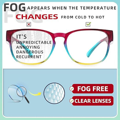 Alsenor Safety Glasses Anti Fog Goggles Fit Over Prescription Eyewear For ANSI Z87.1 Certified Oversized Eyeglasses For Men Women (Oversized-Rainbow)