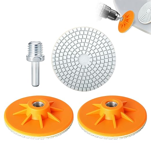 ACFAN 4" Diamond Polishing Pads Kit: Grind, Sand & Polish Concrete, Stone, Tile & More. Universal Fit for Angle Grinders/Drills (5/8"-11).Wet/Dry Application Discs for Granite, Marble, Ceramics.(3PCS)