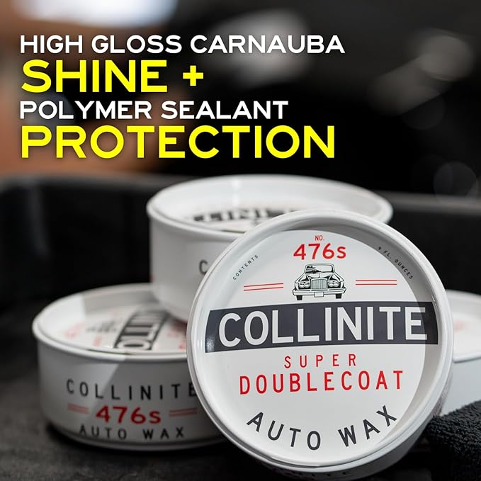 "Collinite 476 Super Doublecoat Paste Wax - High Gloss Shine + Ultra Durable Hydrophobic Beading & Long-Lasting Paint Protection for Cars, Trucks, and Motorcycles (9 fl oz) 3 Pack"