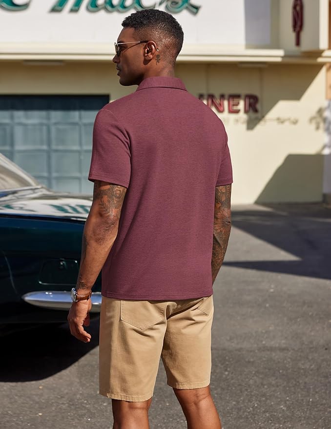 COOFANDY Mens Polo Shirts Short Sleeve Casual Summer Polo Tee Classic Collared Golf Stylish Tops