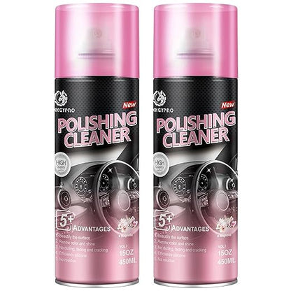 DONKEYPRO Polishing Cleaner, Car Interior Cleaner - Repels Dust & Staining, Restores & Protects Plastic, Vinyl, Leather Seats - UV Guard, Anti-Aging, Interior Detailer Spray with Iron Can(2 x 15oz)