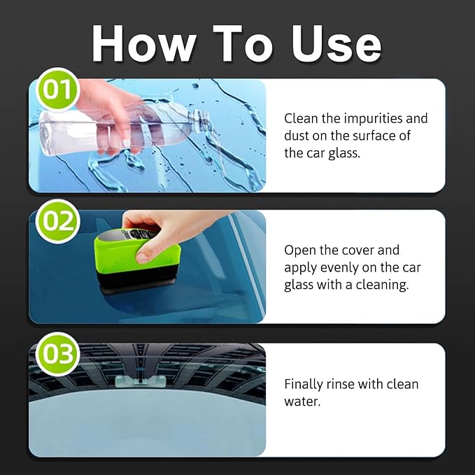 2Pcs Oil-Free Car Glass Brushes, Automotive Oil Film Cleaning Brush for Car Windows, 2025 Upgrade 2.0 Cleaning Doard, 150ml Universal Clearvision Glass Cleaner (2PCS)