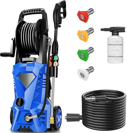Power Cleaner 5000 PSI with 33FT Hose, 4 Nozzles for Car/Patio Cleaning(Blue)