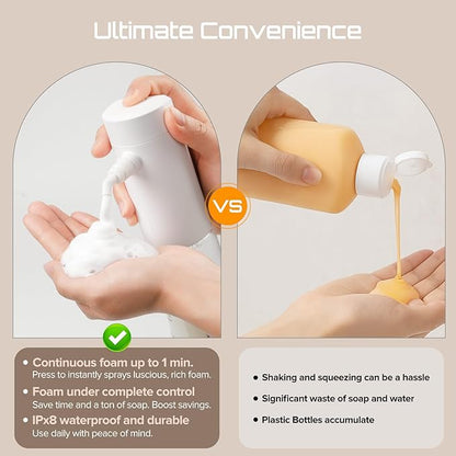 Airversa Electric Foaming Shampoo Dispenser Foam Sprayer 1100mAh IPX8 Shampoo Foamer for Woman Men Baby Kid Dog Cat ES1-Black
