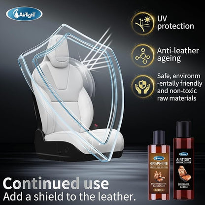 AirTighT Graphene Leather Cleaner and Conditioner Care Kit,Ultraviolet Protection Car Interior Seat Boot Shoe Cleaner Furniture Couch Conditioner, Safe of Leather
