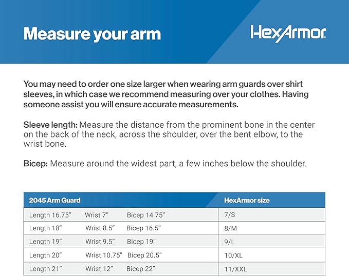 HexArmor A5 Cut Resistant Arm Sleeve With Thumb Hole | Protective Arm Sleeve | Silicone-Free | Fiberglass-Free | Breathable Arm Sleeve | Helix 2045