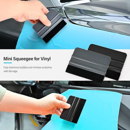 Gomake 20 Pack Vinyl Squeegee With Felt Fabric for Tint Film Decal Application, Wrap Installation, Wallpaper Smooth Tool (Black and Grey, 20)