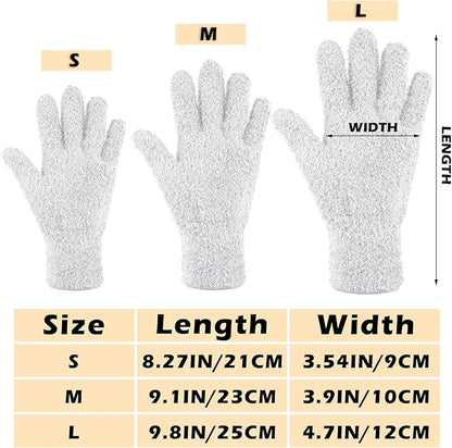 Patelai 3 Pairs Microfiber Plant Dusting Gloves Leaf Cleaning Gloves for Indoor Plants, Blinds, Furniture, House(Medium,White)