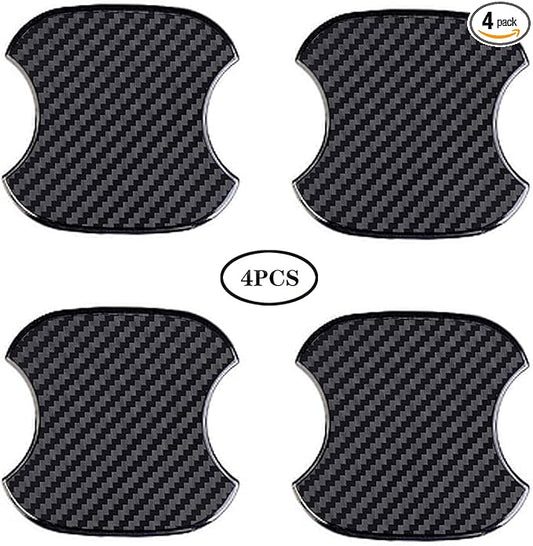 WORCAS 4Pcs Universal 3D Carbon Fiber Car Door Handle Paint Scratch Protector Sticker Auto Door Handle Cups Protective Pad (M)