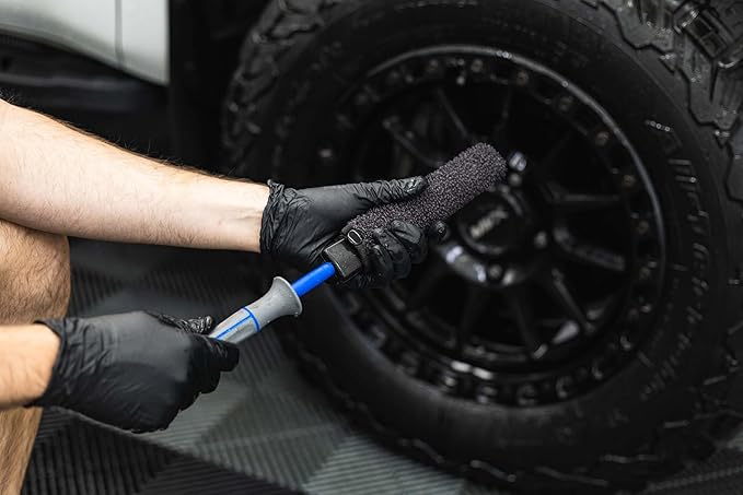 Detail Factory - Wheel Brush Mini with Interchangeable Microfiber Covers - Ultra-Soft Cleaning, Washing and Detailing Wheels, Tires, and Rims - Avalanche