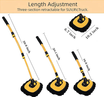 Car Wash Brush with Long Handle, 15°Curved Car Cleaning Brush with Extension Pole Scratch Free, Microfiber Exterior Cleaning Mop Mitt for Washing Roof Truck Camper SUV