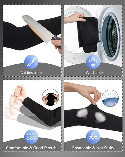 Geyoga 2 Pairs Arm Sleeves Guards Cut Resistant ANSI A6 Arm Protectors for Thin Skin and Bruising Garden Work Protective Sleeves for Farmer Gardening Men Women