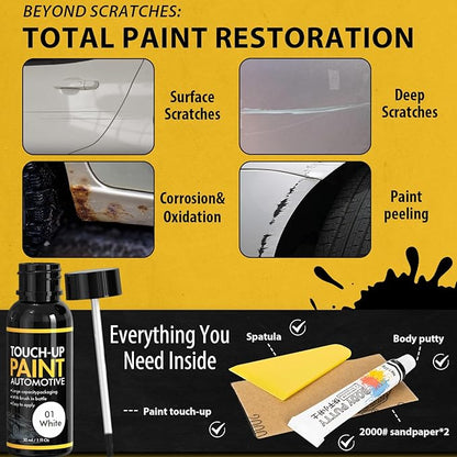 Car Scratch Remover, 30ml Red Car Paint Touch Up for Deep Scratches, Quick Drying, Easy to Use, Includes Body Putty & Sandpaper for Professional DIY Finish