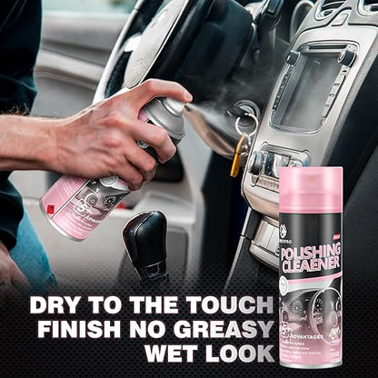 Donkeypro Polishing Cleaner, Car Interior Cleaner - Restores & Protects Plastic, Vinyl, Leather Seats, Dashboard - UV Guard, Anti-Aging, Interior Detailer Spray with Iron Can - 15 Fl Oz