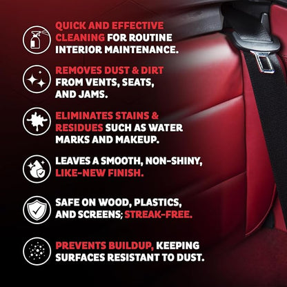 MAXL® Interior Car Cleaner Detailer Spray with NeverDust® Technology Formula (20oz, 4 Pack) - Repels Dust, Wipes Oil, Residue with Matte Finish for Leather, Dash, Trim & Screens - Safe on All Surfaces