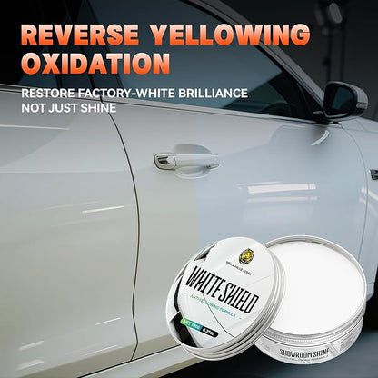 WEICA White Car Wax - Anti-Yellowing + UV Defense | Clear Coat Protection | 180g with Sponge& Microfiber Towel