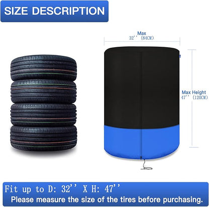 Kayme Tire Cover, Large Tire Storage Bag, Seasonal Spare Tire Storage Cover, Durable Tire Bags Used in Trucks, SUV, Trailer Sun Rain Snow Protection, Fit 32 Inch Tire Diameter-Black