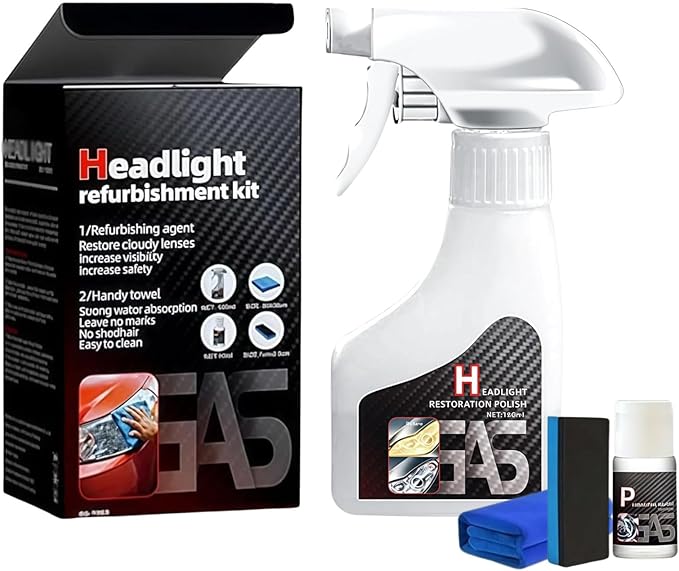 Automotive Headlamp Restoration Fluid Kit, 2025 New Automotive Headlamp Restoration Fluid Oxidized Kit, Multifunctional Car Polishing Cleanr for All Vehicle Types