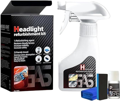 Automotive Headlamp Restoration Fluid Kit, 2025 New Automotive Headlamp Restoration Fluid Oxidized Kit, Multifunctional Car Polishing Cleanr for All Vehicle Types