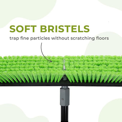 18” Indoor Shop and Garage Push Boom with Soft Bristles, Heavy Duty Brush Broom with 59” Long Handle for Commercial & Residental Floor Cleaning Sweeping