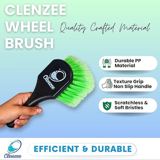 Premium Microfiber Wheel Brush and Nylon Bristles Tire Brush | Car Wheel Brush and Tire Cleaner Brush with Ergonomic Handles for Cleaning Wheels | Rim Brush & Tires Brush | 2 Pack