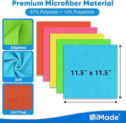 Microfiber Cleaning Cloth, 50PK Reusable Shop Rags Bulk Microfiber Cleaning Cloth Lint Free Cleaning Towels for Car Kitchen Automotive Bar Mechanic Restaurant Garage, 11.5"x11.5", Multicolor