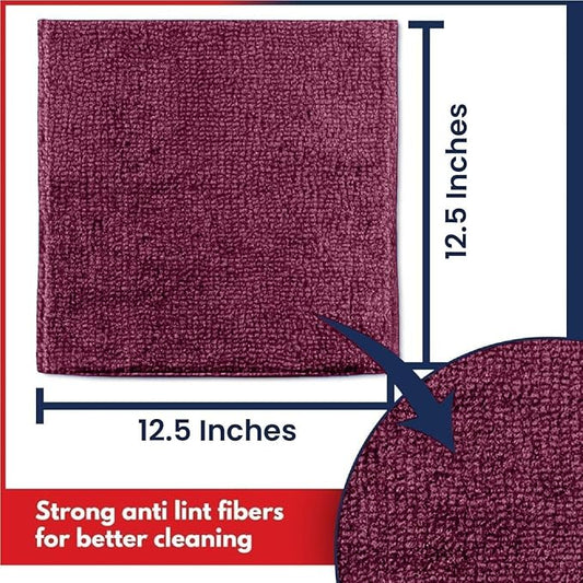 USANOOKS Microfiber Cleaning Cloth - 1200 Washes, Ultra Absorbent Towels Grip Root Weave Grime - 08pack - Burgundy