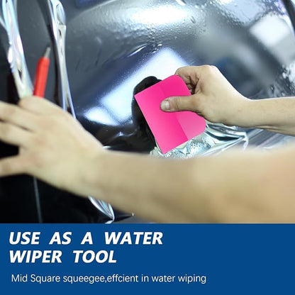 4 Pcs PPF Squeegee Soft Silicone Rubber Scraper, Anti Scratch TPU Coating Scraper for Car Vinyl Paint Protection Film Installation, Vinyl Wrap and Window Tint Windshield Glass Cleaning Kit, 4 Sizes