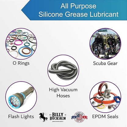 1oz Silicone-Whiz Food Grade Silicone Grease for O Rings - Lubricate Gasket, Mixer, Belts, Food Processing Equipment - Waterproof Plumbers Grease for Commercial & Domestic Use by Billy Buckskin