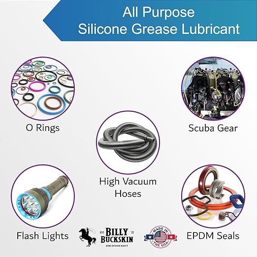 8oz XXL Silicone-Whiz Food Grade Silicone Grease for O Rings - Lubricate Gasket, Mixer, Belts, Food Processing Equipment - Waterproof Plumbers Grease for Commercial & Domestic Use by Billy Buckskin