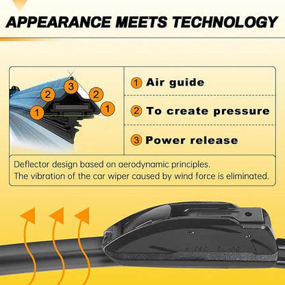 AUTOBOO 22" and 21" Windshield Wipers Blades (Pack Of 2),OEM Quality Premium All-Seasons Wiper blades,Stable and Quiet Armor wiper blades