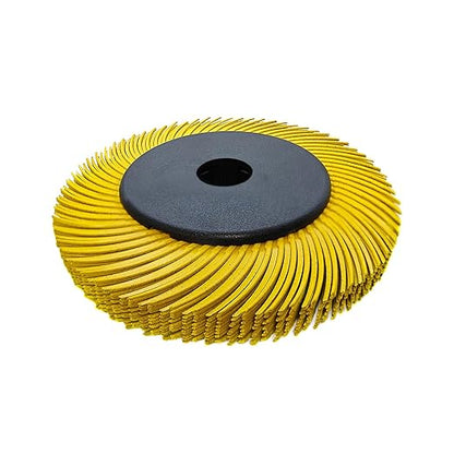 Radial Bristle Brush, 6 in x 1/2 in x 1 in, 80# Yellown, 1 Set (Contains Ten Single Pieces) and Reduction Sleeve