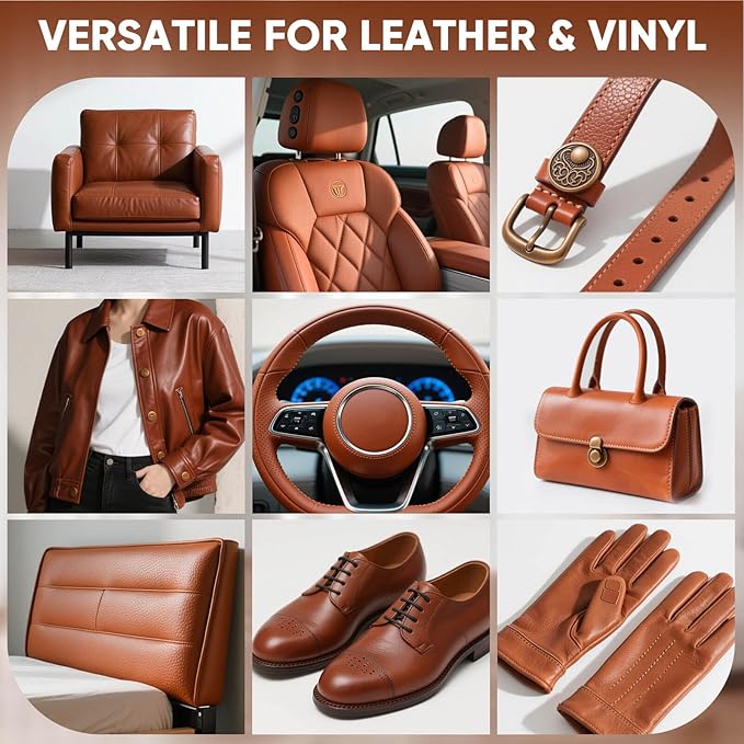 AWOWZ Leather Recoloring Balm - Scratch Repair & Color Restore Kit for Faded Leather, Couch & Car Seats - 10OZ Leather Restorer Balm for Furniture, Auto Interior, Vinyl, Accessories (Light Brown-Tan)