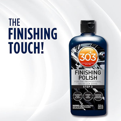 303 Products Finishing Polish for The Professional Show Car Shine - Maximum Paint Clarity - Mirror Like Finish - Removes 2500 Grit Scratches (Step 3), 12 fl. oz. (30703)