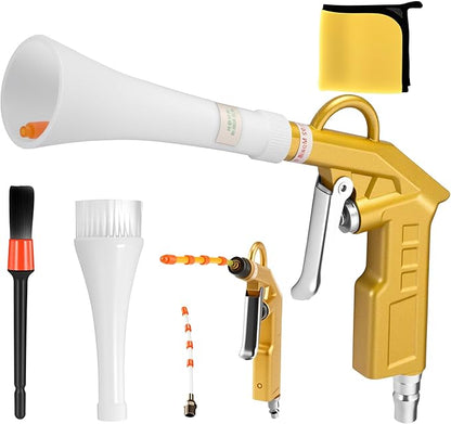 GOCCIDA Air Blow Gun Car Detailing Interior Car Cleaning Gun Car Dryer Air Blower for Car Detailing Air Gun Car Dust Cleaner Air Compressor Blower Gun with Nozzle and Auto Detailing Dusting Brush
