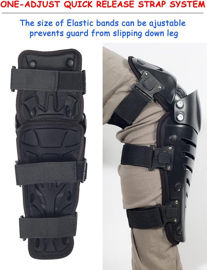 Motorcycle Knee Shin Guards, Long Leg Protection Crash Proof Motorcycle Knee Protection Bendable Adjustable MTB Knee Pads for Men Motocross Gear
