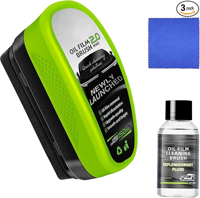 Gtyuoo Automotive Oil Film Cleaning Brush for Car Windows,Upgrade 2.0 Clear Vision Glass Cleaner, Car Windshield Cleaner Tool,Universal Cleaning Wipe Board (1PCS)
