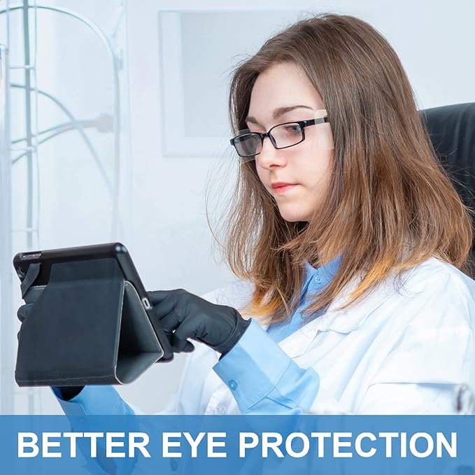 Oudain Clear Glasses Safety Side Shields Plastic Protector Shield for Glasses Slip on Side Guards Fit Most Frames