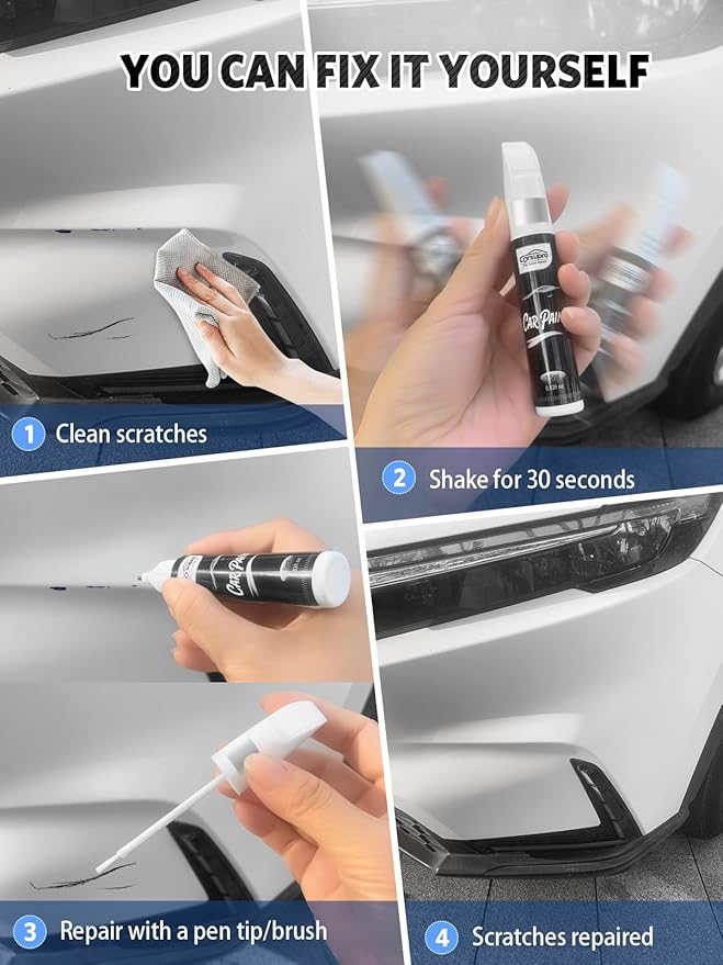 Flame Red(PR4/TR4) for Jeep Touch Up Paint Pen, 2 in 1 Car Scratch Remover with Pen Tip and Brush, Precise Color Match for Car Paint Scratch Repair, Quickly and Easily Fix Chips and Nicks