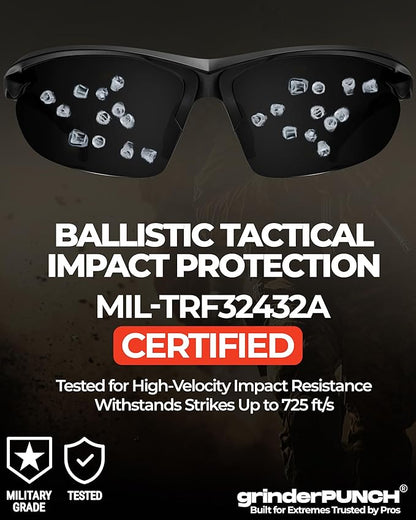 grinderPUNCH Tactical Shooting Glasses Military Grade Impact Resistant Protection 100% UV Lenses ANSI Z87 Safety Glasses