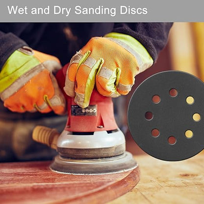 100 Pcs 5 Inch Sanding Discs Hook & Loop 8 Holes Wet Dry 2000 Grit Sandpaper Silicon Carbide Sand Paper for Orbital Sander Automotive Wood Plastic Metal Polishing (100Pcs 2000 Grit)