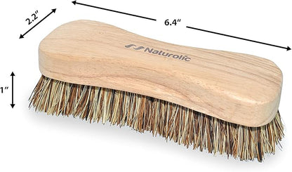 All-Natural Wooden Scrub Brush Set | Wooden Handle | Palmyra Bristle Brush for Cleaning | Eco Friendly Cleaning Products | Scrub Brush Set of 2